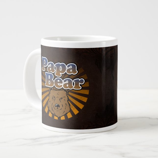 Caneca De Café Grande Legal Urso Papa, Presente Castanho/Azul/Pai Dourad (Frente Esquerda)