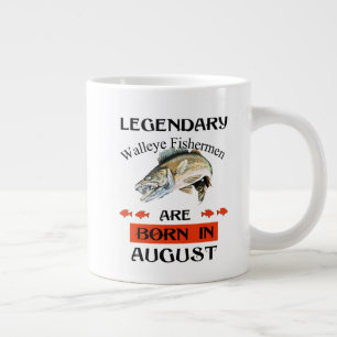 Caneca De Café Grande Legendário pescador Walleye é Nascer em agosto