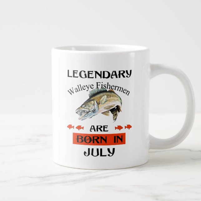 Caneca De Café Grande Legendário pescador Walleye é Nascer em julho (Direita)