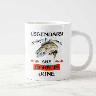 Caneca De Café Grande Legendário pescador Walleye é Nascer em junho