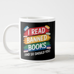 Caneca De Café Grande leia livros proibidos semana do bibliotecário