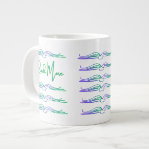 Caneca De Café Grande Leia Mais em Verde e Azul