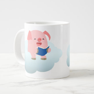 Caneca De Café Grande Leitor de desenho animado em nuvem Jumbo Mug