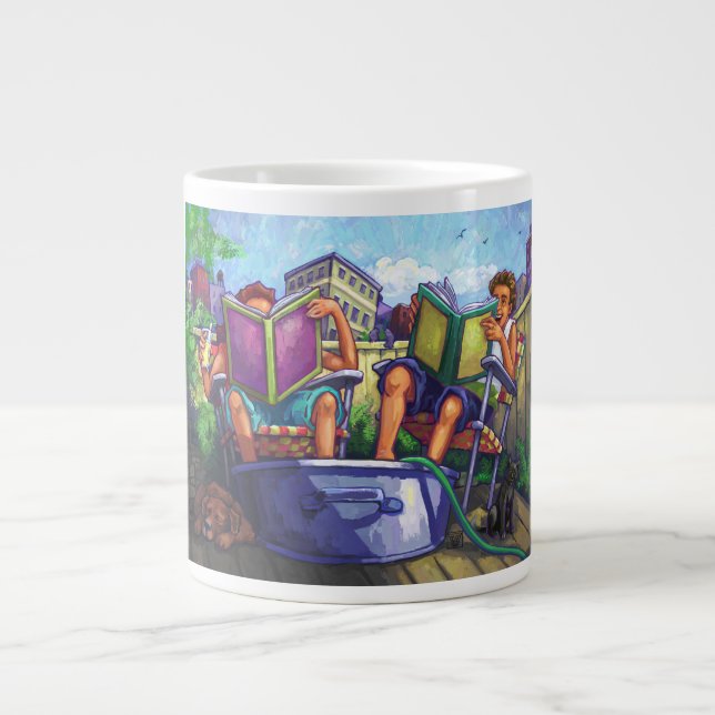 Caneca De Café Grande Leitura de Verão (Frente)