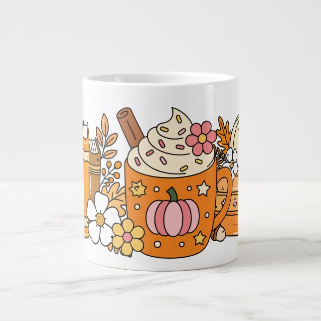 Caneca De Café Grande Leitura do outono - Livros Loucos e Especiarias de (Frente)