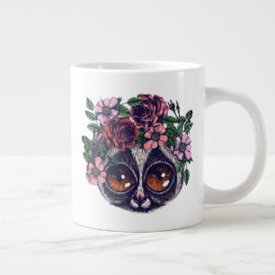 Caneca De Café Grande Lemur Floral Doce