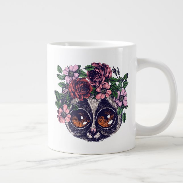 Caneca De Café Grande Lemur Floral Doce (Direita)