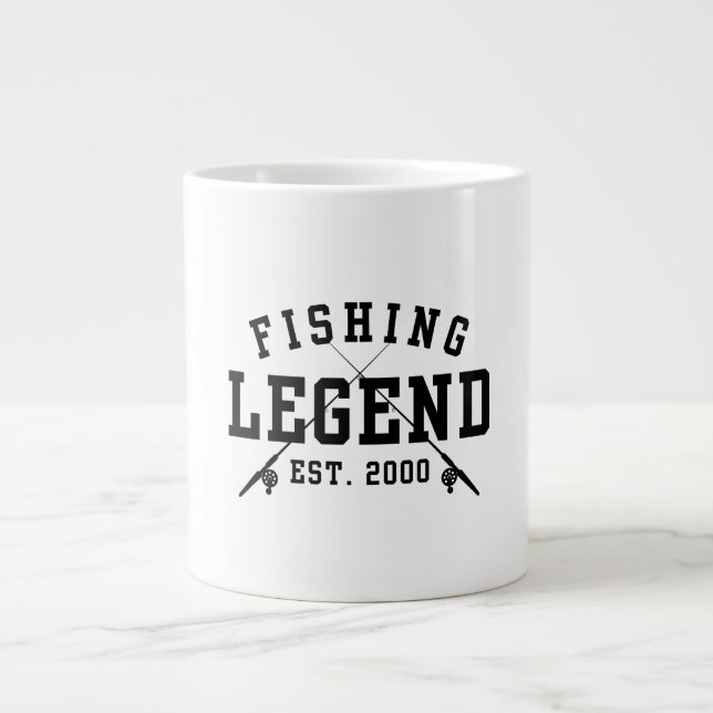 Caneca De Café Grande Lenda da Pesca Estabelecida 2000 (Frente)
