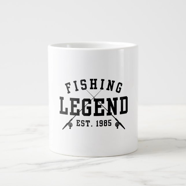 Caneca De Café Grande Lenda da Pesca Estabelecida em 1985 (Frente)