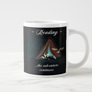 Caneca De Café Grande Lendo, a aventura continua