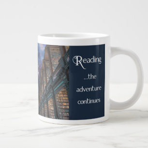 Caneca De Café Grande Lendo, a aventura continua