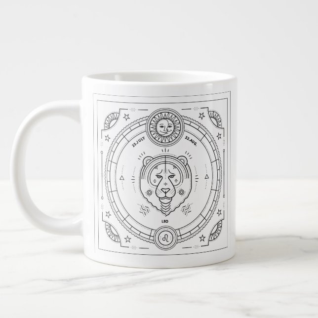 Caneca De Café Grande Leo Zodiac Custom Birthday Mug (Esquerda)