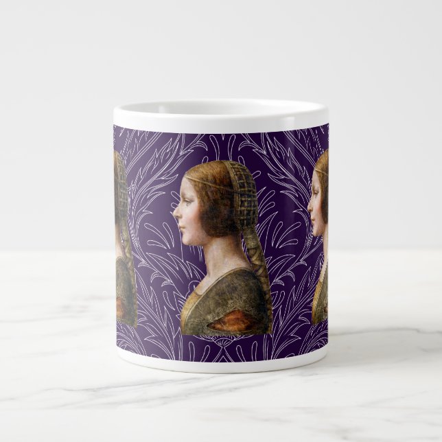 Caneca De Café Grande Leonardo da Vinci Retrato La Bella Principessa (Frente)