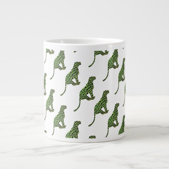 Caneca De Café Grande Leopard Black and Green Silhouette (Frente)