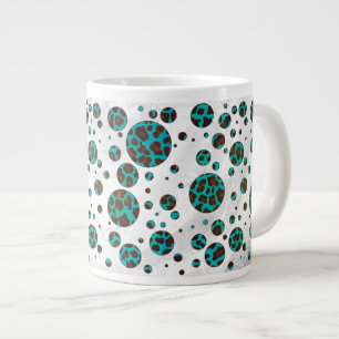 Caneca De Café Grande Leopard Brown e Teal PrintPolka Pontos
