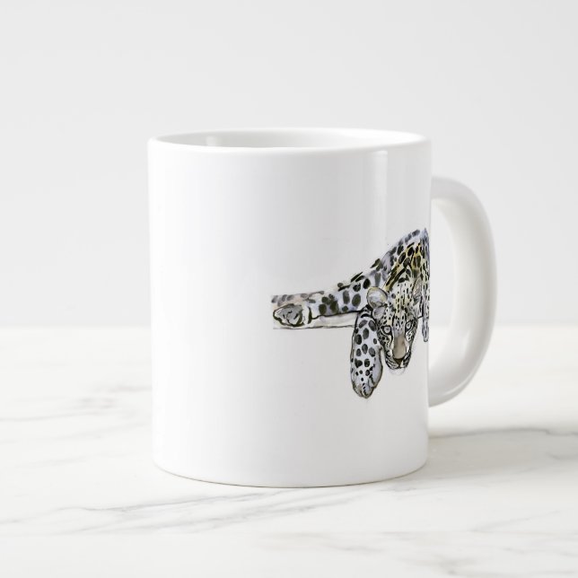 Caneca De Café Grande Leopardo árabe 2008 6 (Frente Esquerda)