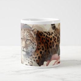 Caneca De Café Grande Leopardo e Rosa Mug