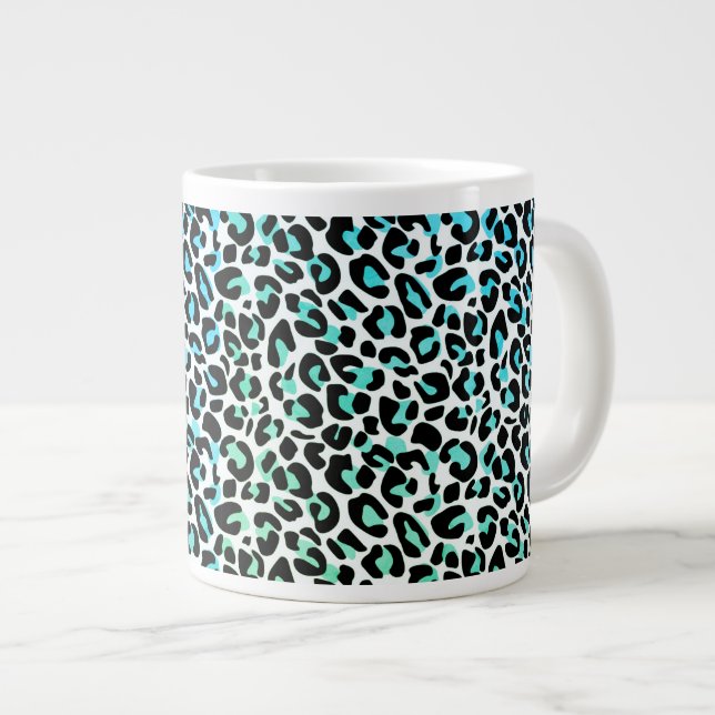 Caneca De Café Grande Leopardo - Impressão Jumbo Mug (Frente Esquerda)