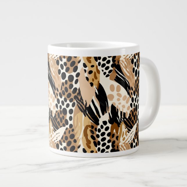 Caneca De Café Grande Leopardo - Impressão Jumbo Mug (Frente Esquerda)
