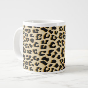 Caneca De Café Grande Leopardo - Marrom impresso