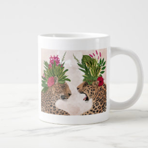 Caneca De Café Grande Leopardos Hot House  Um par