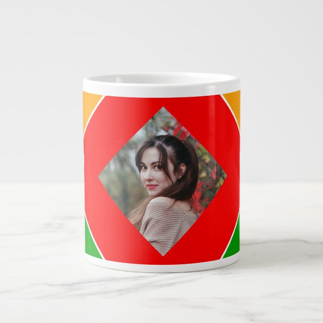 Caneca De Café Grande Letra X Monograma Quebra-Cabeça Arco-Íris (Frente)
