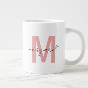 Caneca De Café Grande Letras Iniciais de Nome Monograma Personalizado
