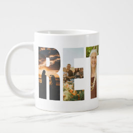Caneca De Café Grande Letras Personalizadas para Aposentadoria com Fotos