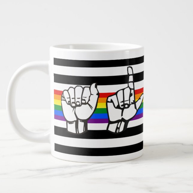 Caneca De Café Grande LGBTQ+ Ally Pris American Sign Language (Esquerda)