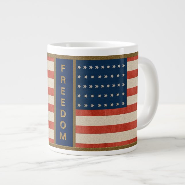 Caneca De Café Grande Liberdade de bandeira americana (Frente Esquerda)