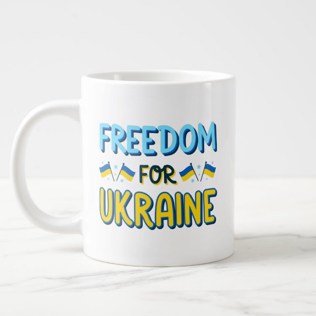 Caneca De Café Grande Liberdade para a Ucrânia Specialty Jumbo Mug (Esquerda)