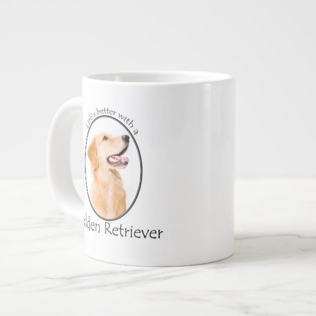 Caneca De Café Grande Life Melhor Ouro Jumbo Mug (Frente Esquerda)