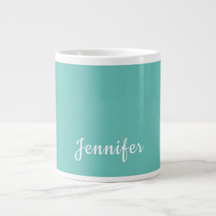 Caneca De Café Grande Ligeiro Teal Trendy Modern Minimalista Chic Name