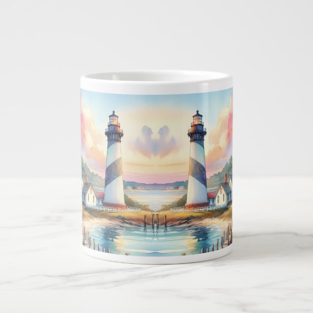 Caneca De Café Grande Lighthouse & Beach Cottages Scense (Frente)