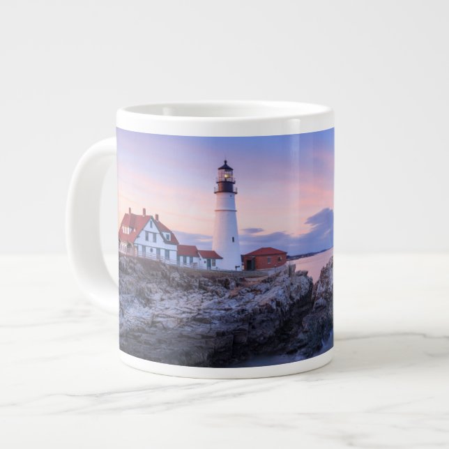 Caneca De Café Grande Lighthouses | Cape Elizabeth, Maine (Frente Esquerda)