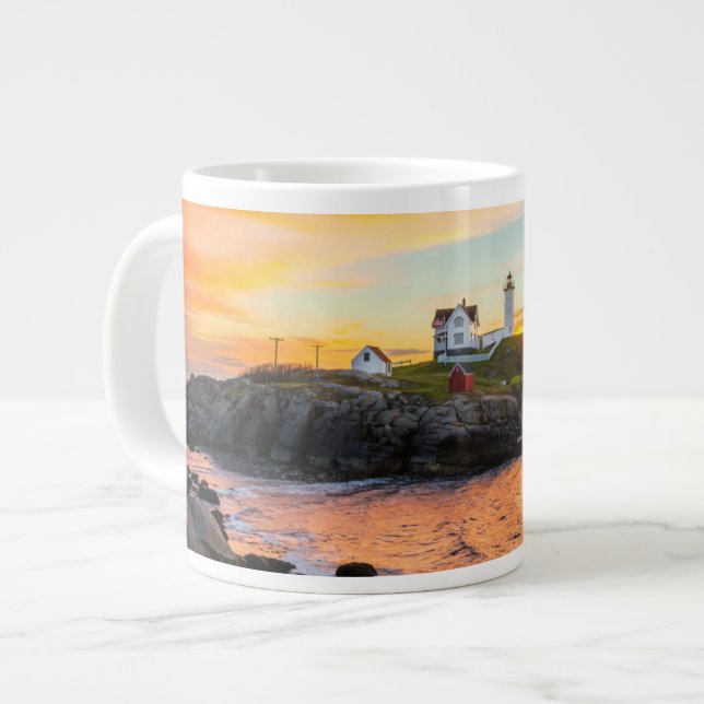 Caneca De Café Grande Lighthouses | Nubble Lighthouse Maine (Frente Esquerda)