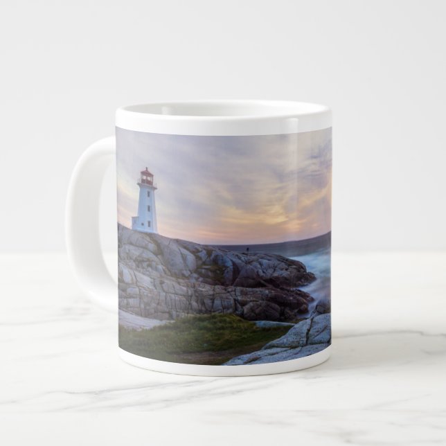 Caneca De Café Grande Lighthouses | Peggy's Cove Lighthouse Nova Scotia (Frente Esquerda)