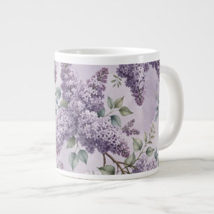 Caneca De Café Grande Lilases Flores de Lilás Verde Salvia Lavanda Empoe