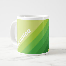 Caneca De Café Grande Lily Pad Green Stripes with Name