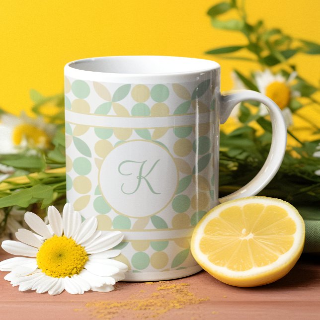 Caneca De Café Grande Limão/Limão Citrus Retro (Classic retro pattern, classic citrus colors. Fully customizable. )
