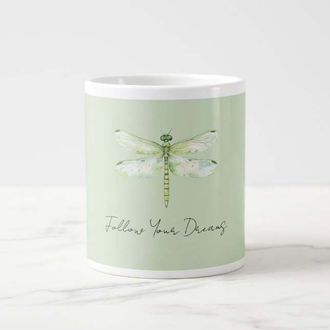 Caneca De Café Grande Lime Green Dragonfly (Frente)