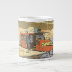 Caneca De Café Grande Limousine Helicóptero Avião Ficção Científica Vint
