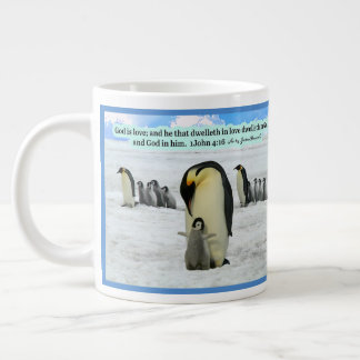 Caneca De Café Grande Linda Escritura Penguin 1 John 4:16 Giant Coff