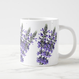 Caneca De Café Grande Linda Flor de Erva Lavanda Roxa em Cerâmica