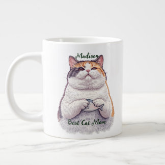 Caneca De Café Grande Linda Melhor gata peixe mãe script personalizado 