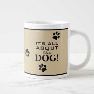 Caneca De Café Grande Linda Tipografia de Pata de Cachorro Personalizada