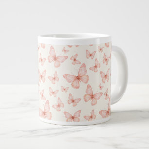 Caneca De Café Grande Lindas borboletas rosa