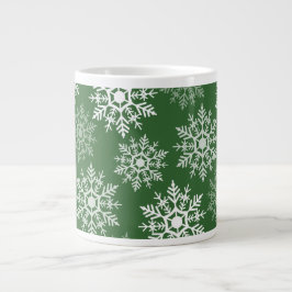Caneca De Café Grande Lindas Estrelas de Neve Branca e Verde