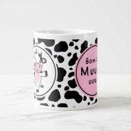 Caneca De Café Grande Lindo Design de Vaca Kawaii “Bom Dia Muuuuu”