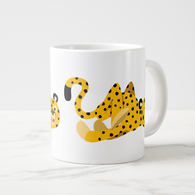 Caneca De Café Grande Lindo Guepardo de Desenho Animado (Frente Esquerda)